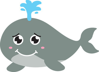 cute whale cartoon, sea animal