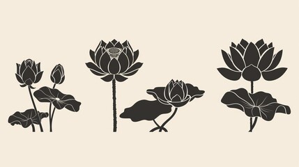 Lotus silhouettes for design moderns
