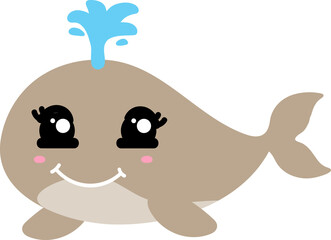 cute whale cartoon, sea animal
