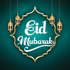 Islamic background showcases elegant Eid Mubarak lettering beautifully For Social Media Post Size