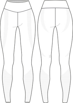 white leggings front and back view clip art preview