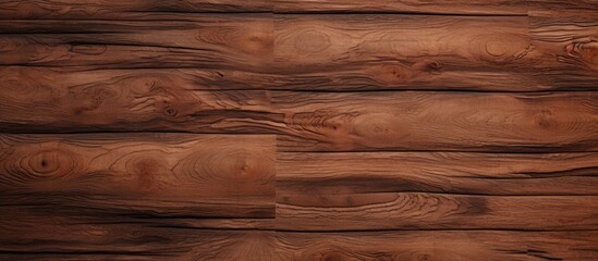 A detailed closeup of a brown wooden wall made of logs, showcasing the intricate pattern of hardwood planks treated with varnish and wood stain