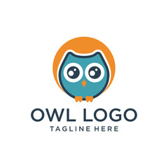 Owl vector symbol. Animal cartoon mascot. Wildlife. Owl vector sign. Cute black and blue owl icon