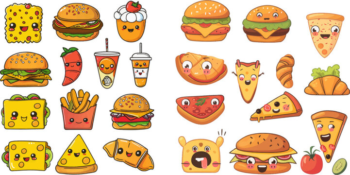 Cute doodle junk food mascot