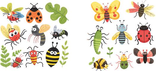 Cartoon insects vector set