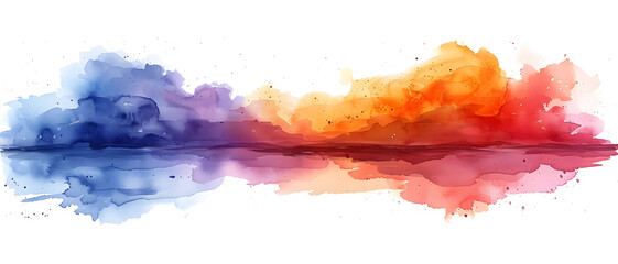 A breathtaking watercolor landscape transitioning from blue to warm yellow tones like a sunset