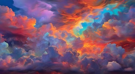 Colorful clouds background, Vibrant colors cloudy sky