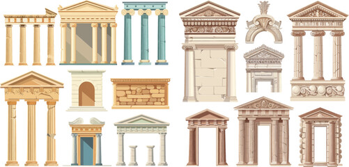 Ancient classic pillars - obrazy, fototapety, plakaty