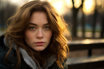 Obraz premium AI generated photography image of lovely cute pretty girl walking in park weekend vacation outdoors