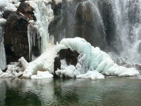 Frozen Waterfall at Gulmarg, Kashmir, India