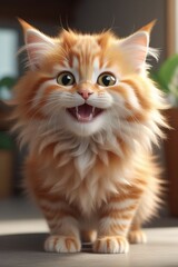 Naklejka na ściany i meble An adorable orange kitten, very happy, vertical composition