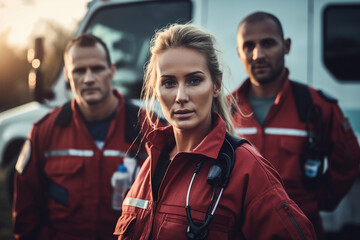 AI generated picture photo of professional lifesaver working rescue services team