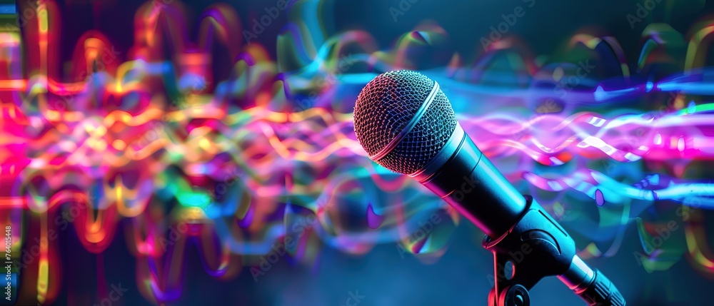 Aufkleber illuminated microphone amid dynamic digital signals: a symphony of technology and sound that capture