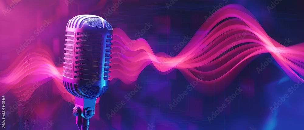 Aufkleber illuminated microphone amid dynamic digital signals: a symphony of technology and sound that capture