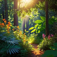 Fototapeten 햇빛이 스며드는 숲속풍경 © Sangdo