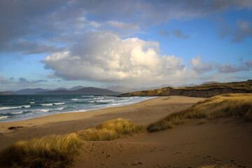 Scarista beach by sunny noon, Harris Isle, Hebrides, Scotland
