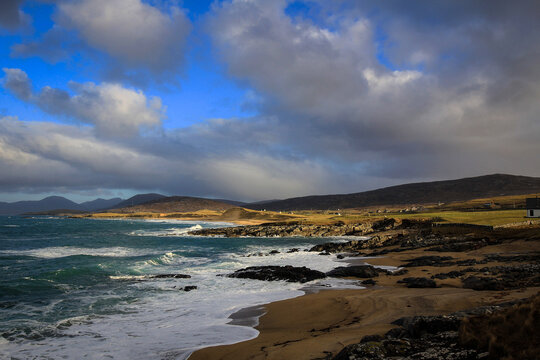 Borve beach view by sunny noon, Isle of Harris, Hebrides, Scotland