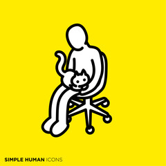 シンプルな人間のアイコンシリーズ, 猫に仕事を邪魔される人