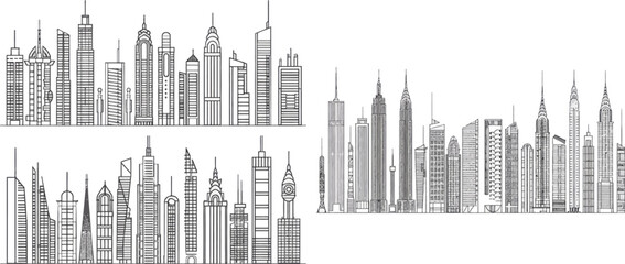 Building skyscraper architecture, linear cityscape