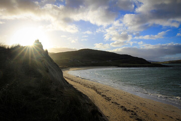 Fototapeta na wymiar Scenic view of Luskentyre beach by low tide, Isle of Harris, Outer Hebrides, Scotland