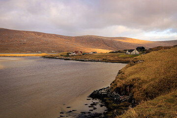 Sunny landscape near Luskentyre beach, Isle of Harris, Hebrides, Scotland