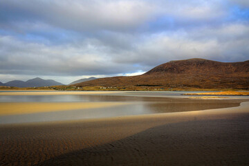 Sunny landscape near Luskentyre beach, Isle of Harris, Hebrides, Scotland