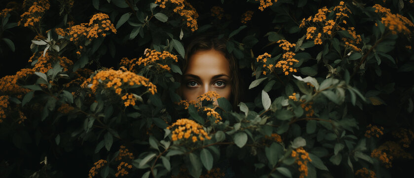 Anonymous person, The young woman concealed her identity with bushes.