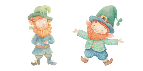 Fototapeta premium cute leprechaun watercolour vector illustration 