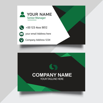Modern black and green business card design template