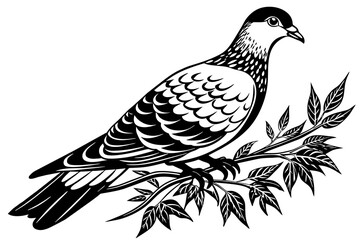 Fototapeta na wymiar pigeon-bird-is-sitting-on-a-tree-branch