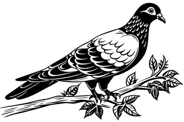 Obraz premium pigeon-bird-is-sitting-on-a-tree-branch