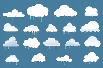 Set of cartoon cloud in a flat design. cloud collection - obrazy, fototapety, plakaty