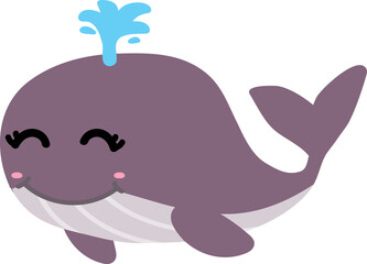 cute whale cartoon, sea animal