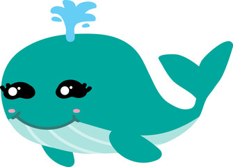 cute whale cartoon, sea animal