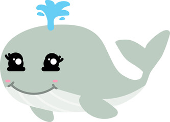 cute whale cartoon, sea animal