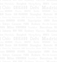 Travel texture - City names seamless pattern
