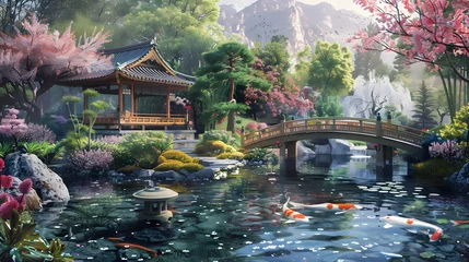 Fotobehang Zen Paradise: A Tranquil Journey Through a Traditional Japanese Garden © Hattie