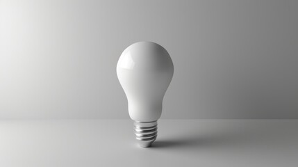A light bulb against a grey background, exhibits a style of ambient occlusion and sharp humor.