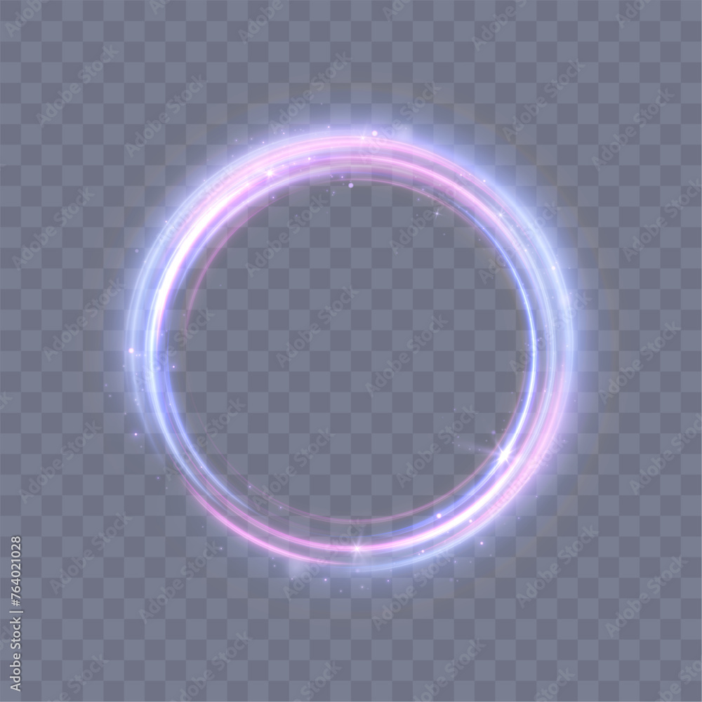 Aufkleber abstract neon blue purple ring. a bright trail of luminous rays swirling in a fast spiral motion. li