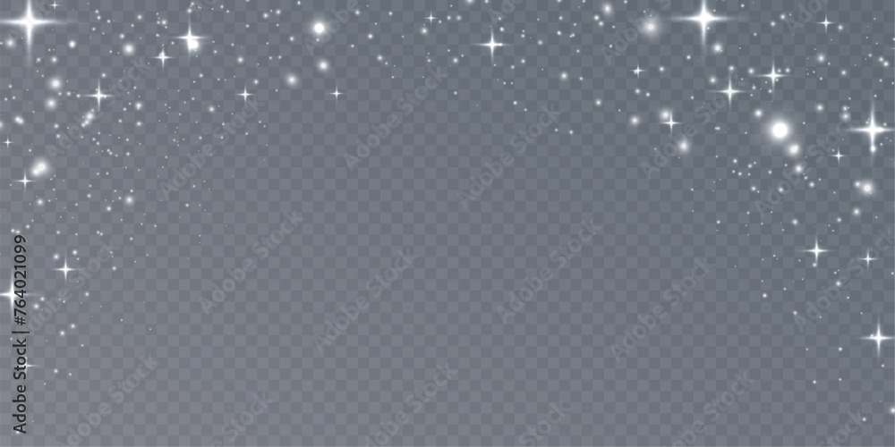 Poster abstract bokeh lights, white light dust isolated on transparent background for christmas and new yea