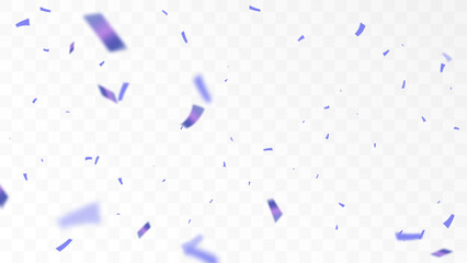 Fototapeta premium Purple confetti isolated on transparent background. Falling serpentine. Realistic bright serpentine. Flying holiday tinsel. Anniversary decorative elements. vector 