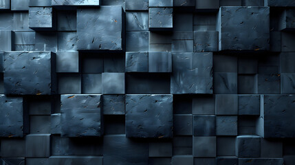 Close-up shot showcasing the intricate texture and depth of a 3D abstract black cube design