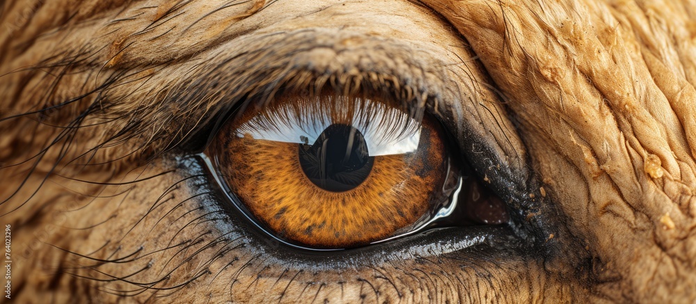 Canvas Prints a detailed closeup of a lions eye with long eyelashes, showcasing the intricate beauty of this terre