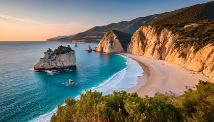 mediterranean summer european beach landscape, professional photography