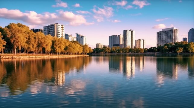 Nice city park by the lake