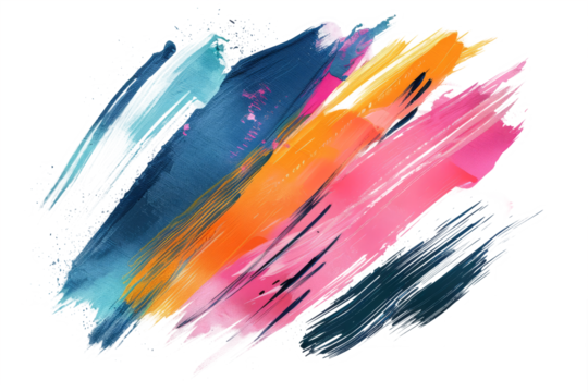 dynamic rough brush strokes isolated on a white background,