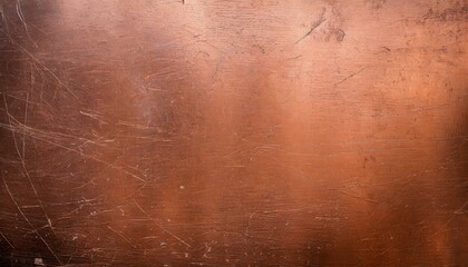 Dented and scuffed up copper metal plate for background image. Grunge industrial backdrop flat lay look. - obrazy, fototapety, plakaty