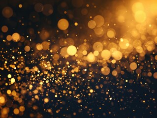 An elegant image featuring scattered golden particles on a dark background, creating a festive and luxurious atmosphere. This background captures of celebration and elegance. AI