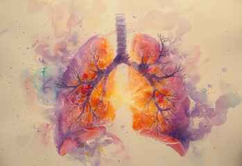 Human lungs. Health care concept. Vintage wallpaper