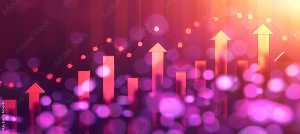 Poster dynamic financial growth arrows background with ample copy space for text placement